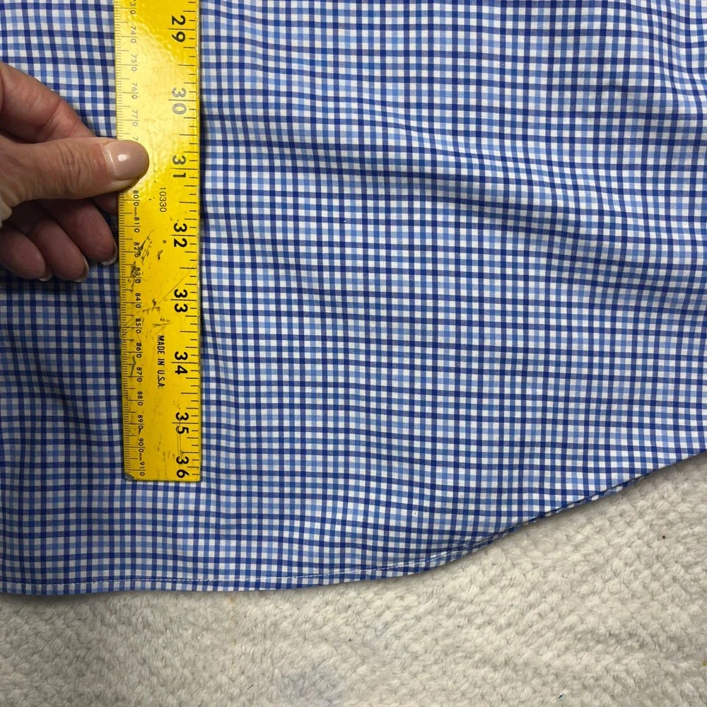 Polo Ralph‎ Lauren Blue Gingham Check Button Down Shirt 4XLT Big Tall Stretch